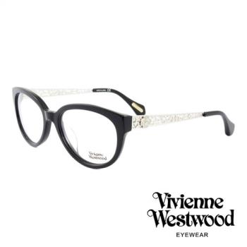 Vivienne Westwood 英國薇薇安魏斯伍德皇家貴氣精雕系列款光學眼鏡 - 黑/銀 VW320E01