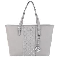 MICHAEL KORS JET SET TRAVEL防刮鉚釘托特包(淺灰)