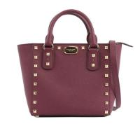 MICHAEL KORS 防刮皮革+鉚釘二用天使包(紫莓色)