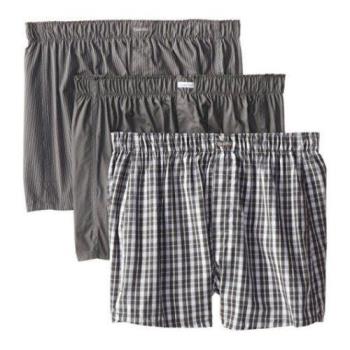 CK 男灰色條格紋平口內褲 3件組(預購)