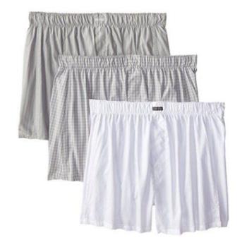 CK 男淺灰白色條格紋平口內褲 3件組(預購)