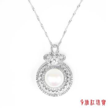 【寶石方塊】天然珍珠項鍊-13mm-925銀飾-芙蓉出水