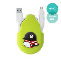 Bone / 二合一雙頭傳輸線 ( Type-C / Micro USB ) - 企鵝 (Android 手機專用)