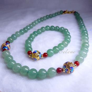 【Selene 珠寶】富貴東陵玉套組 綠與金結合 唯美中國風設計