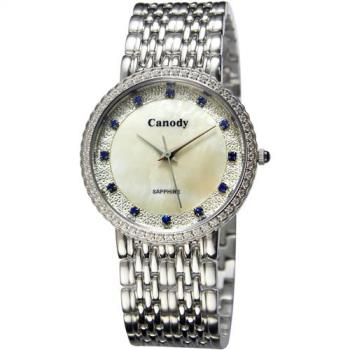 Canody 銀色迷戀 時尚晶鑽大三針腕錶/珍珠貝/32mm/CM5595-1B