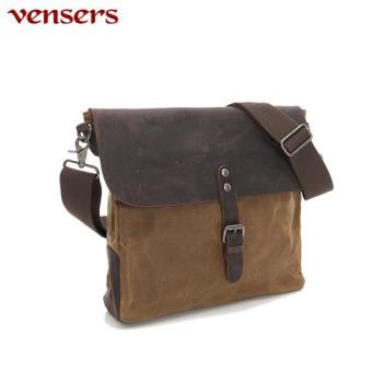 vensers韓潮頂級棉麻包系列~斜肩背包C205401卡其