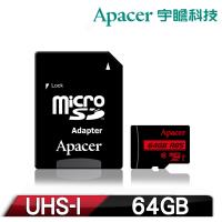 Apacer宇瞻 64GB MicroSDXC UHS-I Class10 記憶卡 85MB/s (附轉卡)