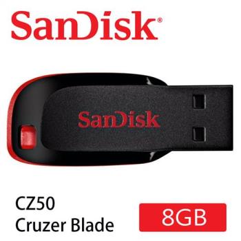 SanDisk Cruzer Blade CZ50 USB隨身碟 (輕薄短小/紅黑/8GB) [公司貨]