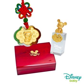 Disney迪士尼系列金飾 彌月金飾印章套組木盒-聰明伶俐米奇款-米奇造型印章 0.15錢