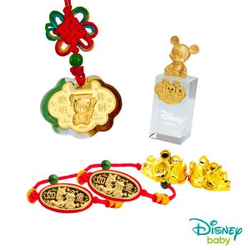 Disney迪士尼系列金飾 彌月金飾印章套組木盒-聰明伶俐米奇款-米奇造型印章 0.35錢