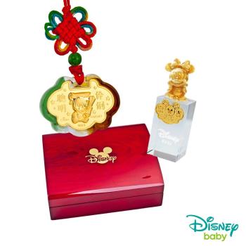 Disney迪士尼系列金飾 彌月金飾印章套組木盒-聰明伶俐米奇款-美妮造型印章 0.15錢