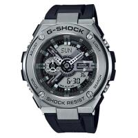 【CASIO】G-SHOCK 絕對強悍 百老匯爵士樂系列膠帶雙顯錶-黑(GST-410-1A)