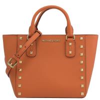 MICHAEL KORS SANDRINE STUD 鉚釘肩斜兩用包.橘