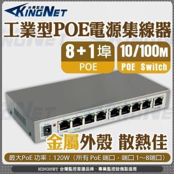 【KINGNET】監視器 9埠 工業型POE電源集線器 供電器 網路供電換器 乙太網路交換器 PoE Switch