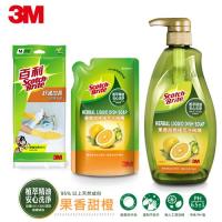 3M 果香洗碗精+舒適手套 超值組(800ml+補充包680ml+手套Mx2雙)