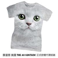 摩達客 The Mountain 綠眼貓臉 短袖女長版T恤精梳棉環保染