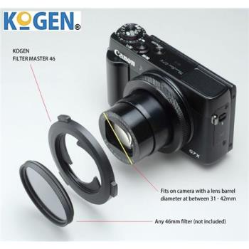 日本KOGEN類單眼DC濾鏡轉接環FILTER MASTER 46(三爪設計,裝口徑46mm濾鏡)適鏡筒直徑31-42mm和Sony索尼黑卡5 6 7