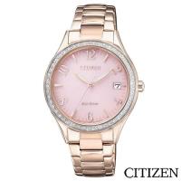 CITIZEN星辰 優雅名伶光動能水晶女錶-粉紅x玫瑰金/33mm(EO1183-84X)