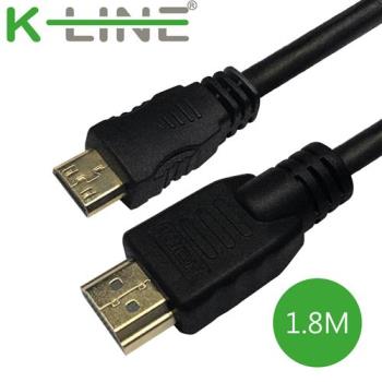 K-Line Mini HDMI to HDMI 4K影音傳輸線( 1.8M/2入組)