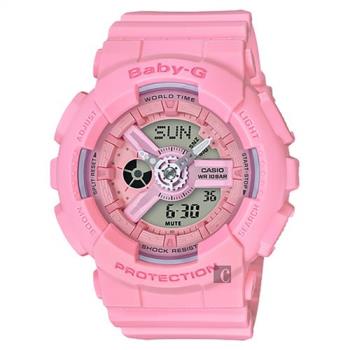CASIO 卡西歐 Baby-G 花朵系列雙顯手錶-櫻花粉 BA-110-4A1DR