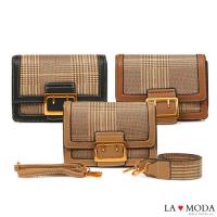 La Moda 大人氣百搭單品千鳥紋肩背斜背小方包(共3色)