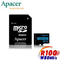 Apacer宇瞻 64GB MicroSDXC R100/W80MB UHS-I U3 V30 4K記憶卡