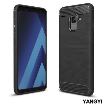 YANGYI揚邑-Samsung Galaxy A8+ 2018 6吋 碳纖維拉絲紋軟殼散熱防震抗摔手機殼
