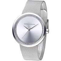 A│X Armani Exchange 米蘭時尚雅致晶鑽女錶-銀白(AX4501)