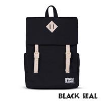 BLACK SEAL 聯名8848系列-撞色拼接雙皮帶釦Lash Tab後背包-經典黑 BS81732