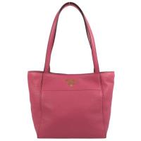 PRADA 1BG157 經典浮雕LOGO荔枝牛皮肩背托特包.桃紅
