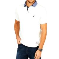 NAUTICA 2018男時尚舒適透氣棉花糖白色短袖POLO