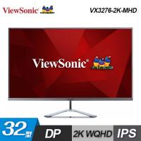 【ViewSonic 優派】32型 IPS 2K 無邊框寬螢幕 (VX3276-2K-MHD) 【贈USB隨身燈】