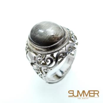 【SUMMER寶石】 天然黑銀鈦925銀戒指 (KA-1)