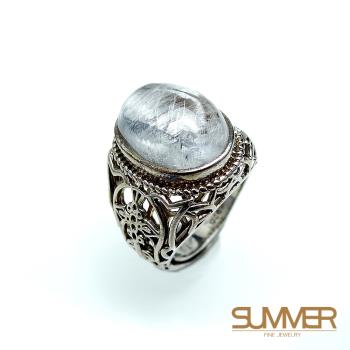 【SUMMER寶石】 天然黑銀鈦925銀戒指 (KA-2)
