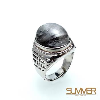 【SUMMER寶石】 天然黑銀鈦925銀戒指 (KA-3)