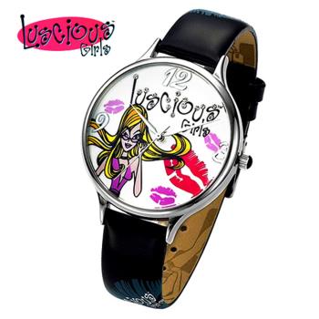 Luscious Girls浪漫少女 時尚耀動華麗個性風鑽錶(LG003D黑) 