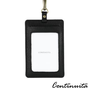 【Continuita 康緹尼】頭層牛皮超手感名片證件套夾(直式黑)
