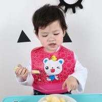 嬰兒圍兜 防水立體PVC開口接飯可拆式口水巾 吃飯衣【2件入】