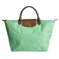 LONGCHAMP 短把尼龍水餃包(中-蘋果綠)
