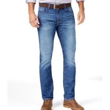Tommy Hilfiger 2018男時尚經典款中等洗藍色直腿牛仔褲 