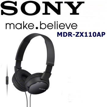 SONY MDR-ZX110AP  好音質 隨身便攜耳罩式智慧手機專用耳機 新力索尼公司貨保固一年   沉穩黑