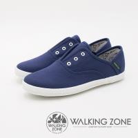 WALKING ZONE 防潑水帆布休閒女鞋-藍(另有粉色、黑色、白色)
