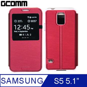 GCOMM Galaxy S5 Metalic Texture 金屬質感拉絲紋超纖皮套 美酒紅