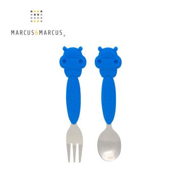 【MARCUS&MARCUS】動物樂園不鏽鋼叉匙餐具組-河馬