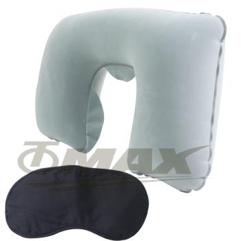 OMAX舒適植絨頸枕1入+高級眼罩1入