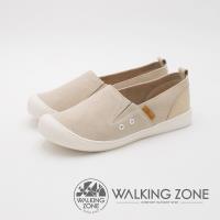 WALKING ZONE 3M防水皮革圓頭休閒女鞋-米(另有藍)
