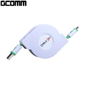 GCOMM micro-USB 強固型充電傳輸伸縮扁線 (1.8米) 青春綠