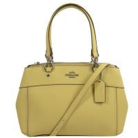COACH 馬車LOGO防刮皮雙拉鍊兩用包(鵝黃)