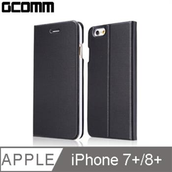 GCOMM iPhone 8+/7+ Metalic Texture 金屬質感拉絲紋超纖皮套 紳士黑