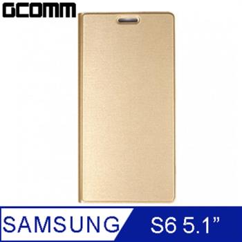 GCOMM Samsung Galaxy S6 金屬質感拉絲紋超纖皮套 香檳金 Metalic Texture